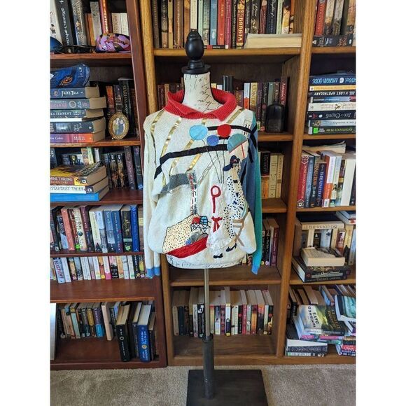 Bonny boerer Renoir smiles art to wear vintage 80s sweater Rare - Picture 1 of 7